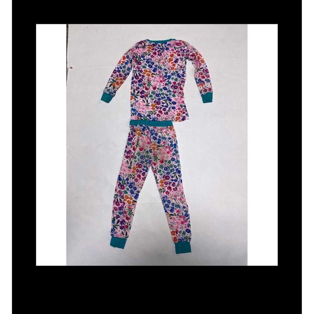 Little Sleepies 2T Floral Bamboo Viscose Pajama Set Pink Teal Long Sleeve Jogger